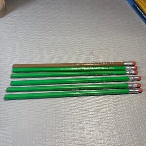 Vintage‎ Dixon Aerial 2280 No 2 Pencils Green Natural Wood Made in USA Lot of 6